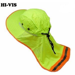 NEW! HI VIS REFLECTIVE WORK/SAFETY /NECK FLAP/ BOONIE HAT - MEN